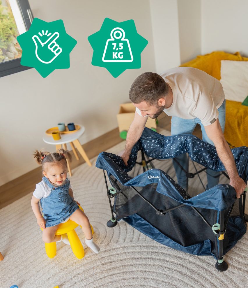 Lit parapluie Easy Clip | Pliable en quelques secondes. Matelas inclus.