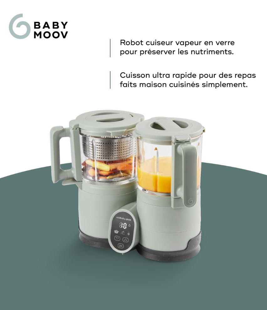 Pack Nutribaby Glass Celadon Green + 2 Babybols Biosourcés 250 ml